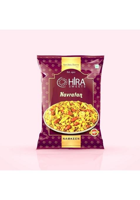HIRA SWEETS Kaju Burfi (500 g) & Navratan (400 Combo Pack | Indian Traditional Mithai Katli Made With Finest Cashews Namkeen Festival Box