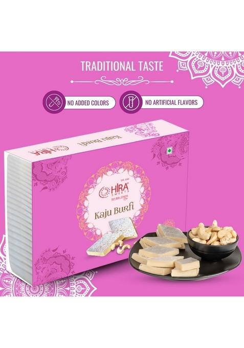 HIRA SWEETS Kaju Burfi (500 g) & Navratan (400 Combo Pack | Indian Traditional Mithai Katli Made With Finest Cashews Namkeen Festival Box