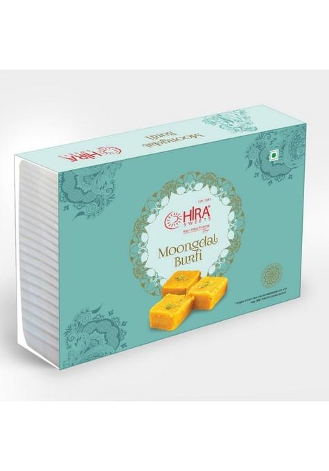 HIRA SWEETS Moong Dal Burfi (500g) | Fresh Traditional Mithai Made With Pure Desi Ghee Finest Pistachios Great Sweet Gift Pack for Festival