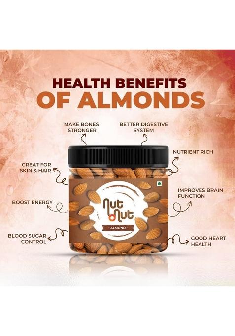 Nut O 100% Natural Premium California Dried Almonds 700 g-Premium Badam Giri-Whole Badam-Immune Booster-High In Fiber-Healthy Snacks Option-Nuts and Dry Fruits (350 g x2)