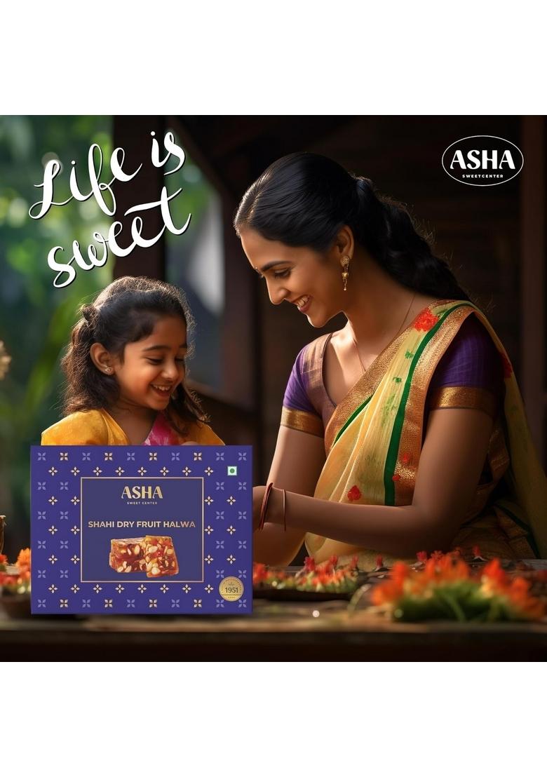 ASHA SWEET CENTER Sweets 250g (Pack of 2) Dry Fruit Halwa | Premium Assorted for Gifting and Celebration Indian Mithai Box with Luscious Gourmet Bites