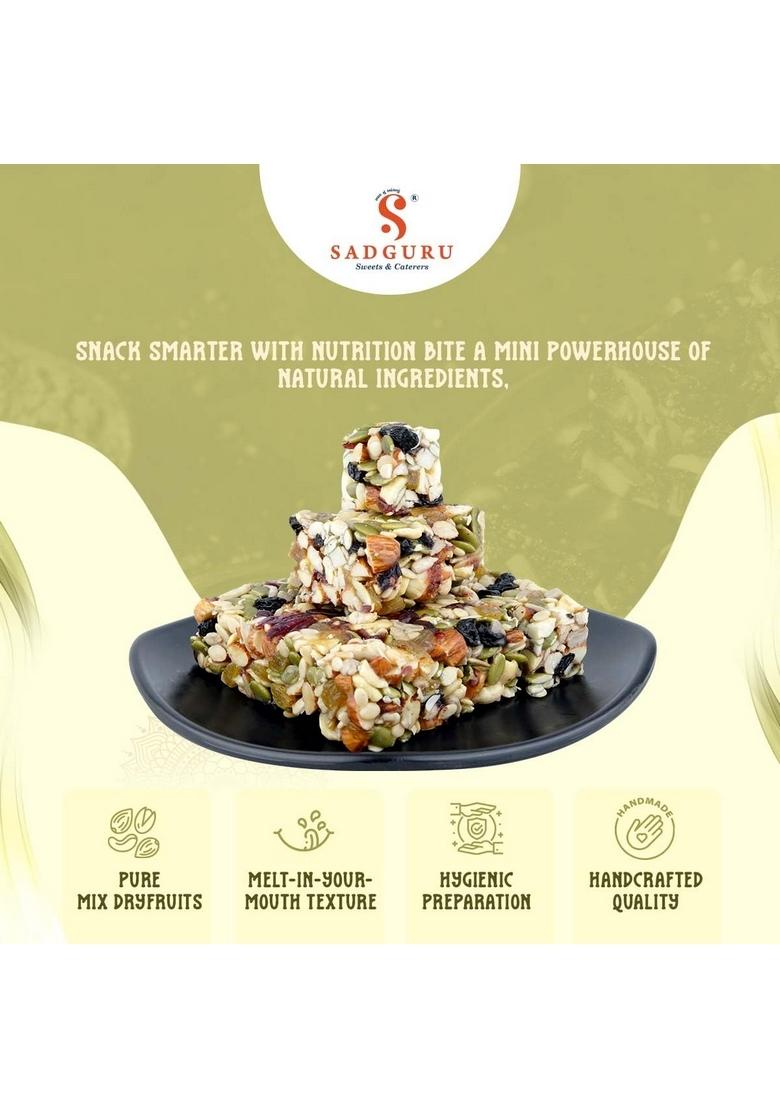 SADGURU SWEET & CATERERS Sweets Nutrition Bite/Healthy Breakfast Mix with Ghee, Honey, Dry Fruits Super Seeds | No Added Sugar Natural Mithai Energy Booster Healthy Morning Bite / Premium Gift Box, Traditional Indian