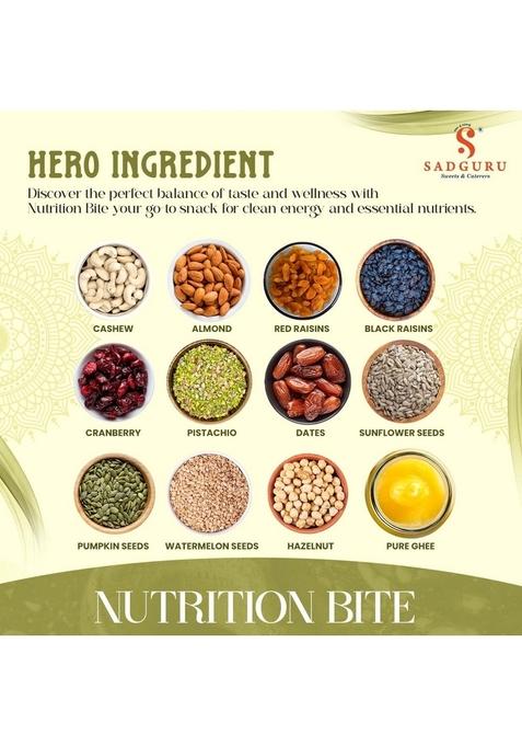 SADGURU SWEET & CATERERS Sweets Nutrition Bite/Healthy Breakfast Mix with Ghee, Honey, Dry Fruits Super Seeds | No Added Sugar Natural Mithai Energy Booster Healthy Morning Bite / Premium Gift Box, Traditional Indian