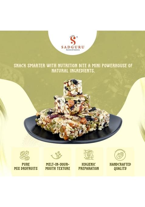 SADGURU SWEET & CATERERS Sweets Nutrition Bite/Healthy Breakfast Mix with Ghee, Honey, Dry Fruits Super Seeds | No Added Sugar Natural Mithai Energy Booster Healthy Morning Bite / Premium Gift Box, Traditional Indian