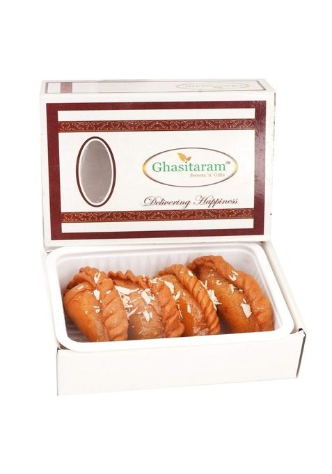 Ghasitaram Gifts Holi- Sweets/Holi Hampers/Sweets Healthy Wheat Gujiya Box (200 g)