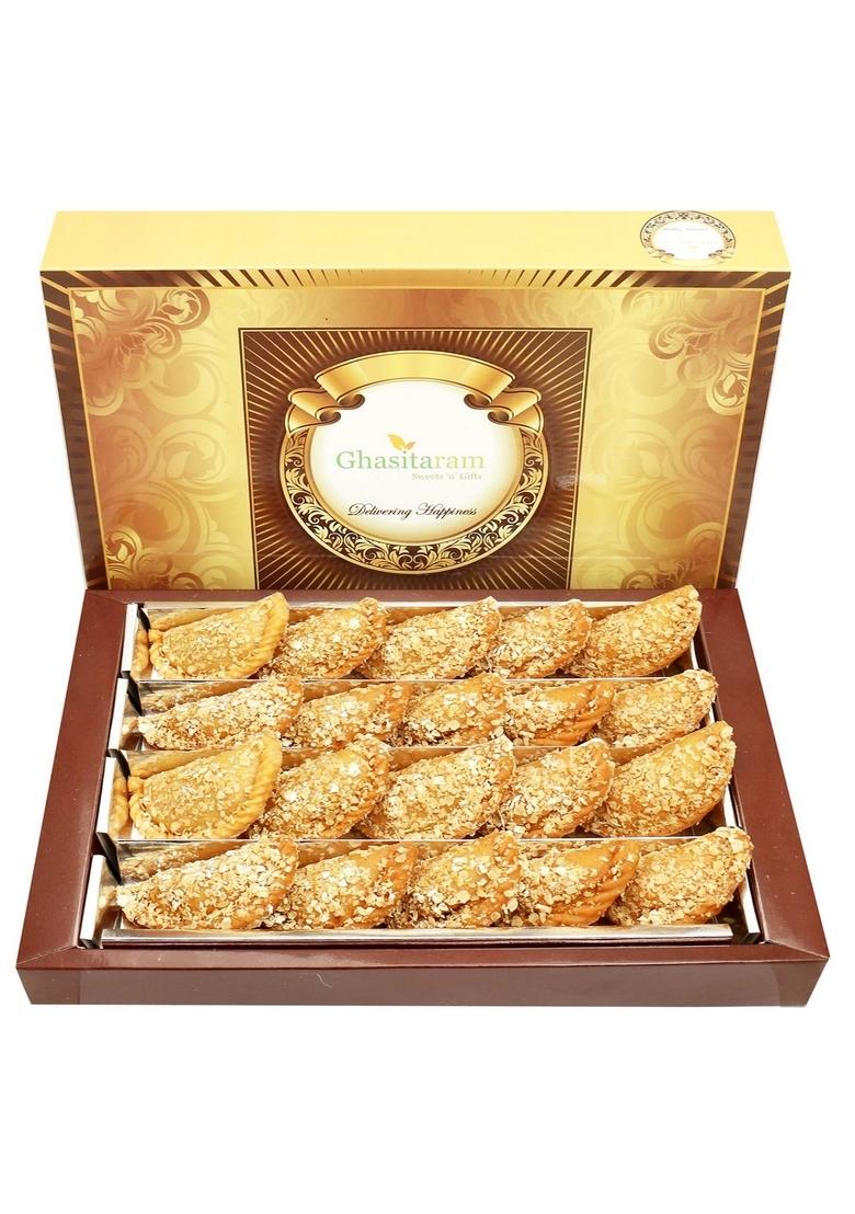Ghasitaram Gifts Holi Sweets/ Gift/ Hampers/ Roasted Oats Desi Ghee Gujiya 800 GMS |Sweets|Sweets Gift Pack|Diwali Sweets|Indian Mithai|Diwali Sweets Box|Sweets Box