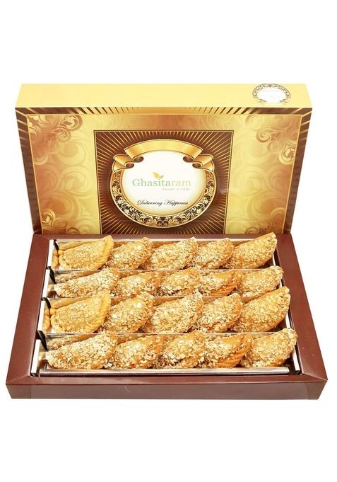 Ghasitaram Gifts Holi Sweets/ Gift/ Hampers/ Roasted Oats Desi Ghee Gujiya 800 GMS |Sweets|Sweets Gift Pack|Diwali Sweets|Indian Mithai|Diwali Sweets Box|Sweets Box