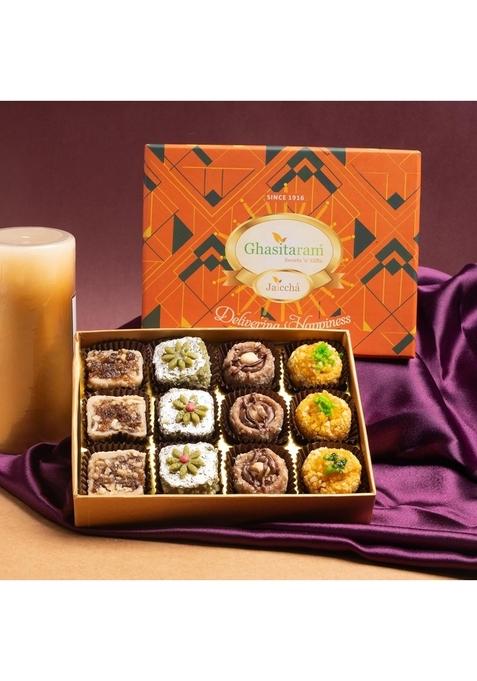 Ghasitaram Gifts Diwali Gift - Assorted Dryfruit Sweets in Premium Box 12 pcs|Sweets|Sweets Pack|Diwali Sweets|Indian Mithai|Diwali Box|Sweets
