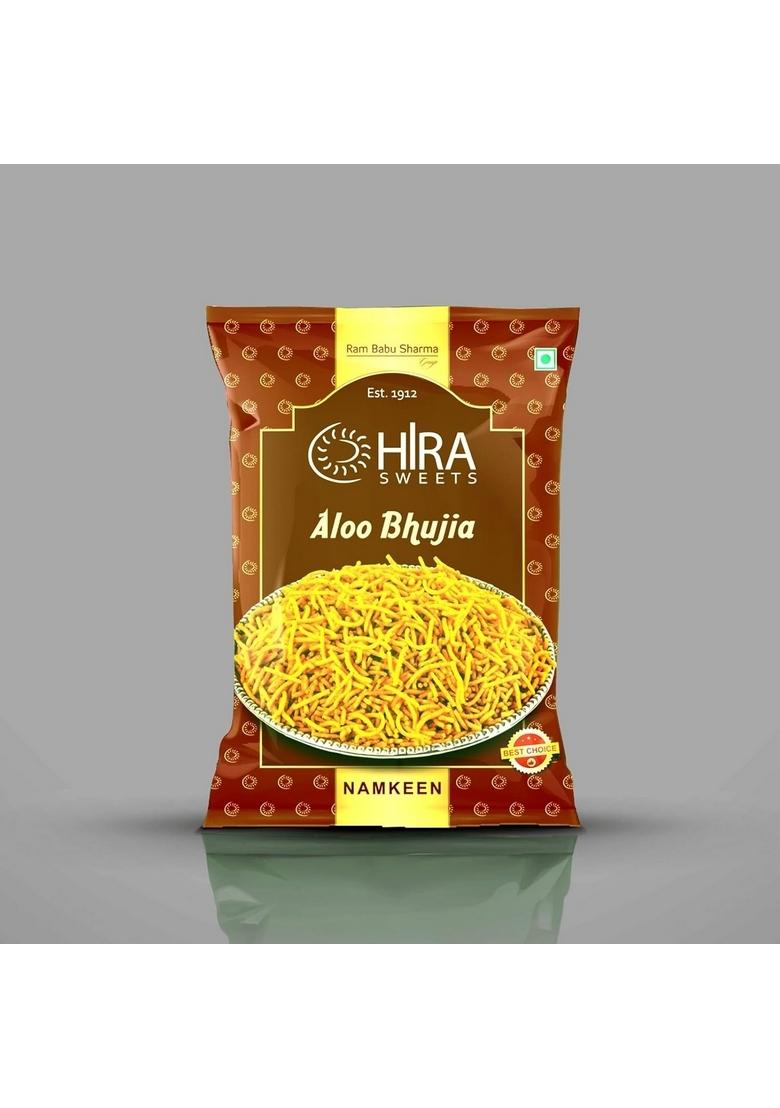 HIRA SWEETS Kaju Burfi (500 g) & Aloo Bhujia (400 Combo Pack | Indian Traditional Mithai Katli Made With Finest Cashews Namkeen Festival Box