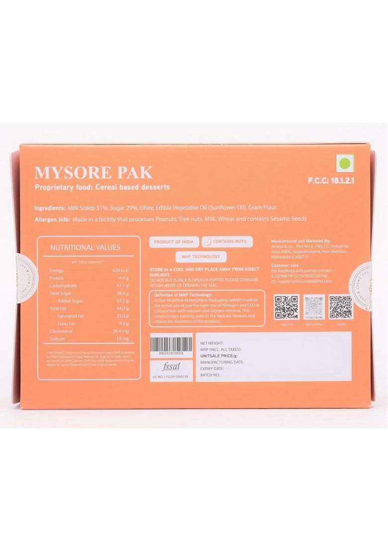 THE SWEET BLEND Mysore Pak 250 g | South Indian Mithai with Pure Desi Ghee Authentic Gift Box Luxury Sweets Hamper Ideal for Diwali