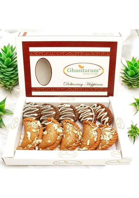 Ghasitaram Gifts Holi Sweets/ Gift/ Hampers/ Chocolate and Traditional Desi Ghee Gujiyas Box |Sweets|Sweets Gift Pack|Diwali Sweets|Indian Mithai|Diwali Sweets Box|Sweets