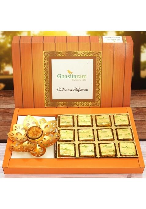 Ghasitaram Gifts 12 Pcs MEWA Bites and T-Lite|Sweets|Sweets Gift Pack|Diwali Sweets|Indian Mithai|Diwali Sweets Box