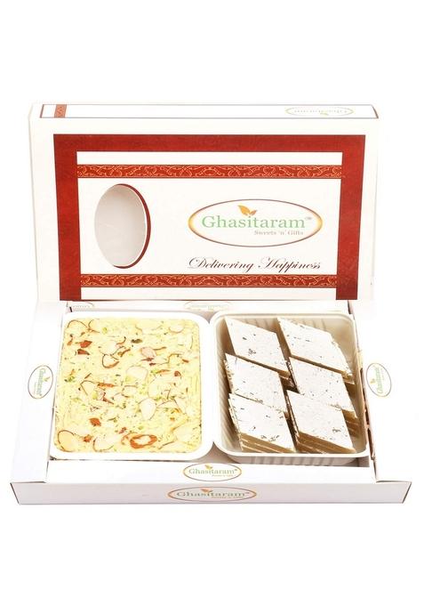 Ghasitaram Gifts Kaju Katli and Soan Papdi Hamper|Sweets|Sweets Gift Pack|Diwali Sweets|Indian Mithai|Diwali Sweets Box