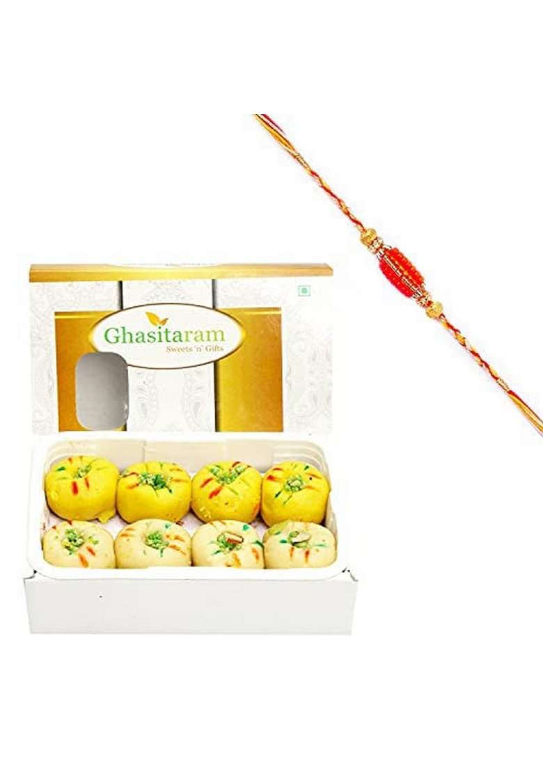 Ghasitaram Gifts Sugarfree Sweets - Mawa Peda Box-200g with Rakhi - Indya
