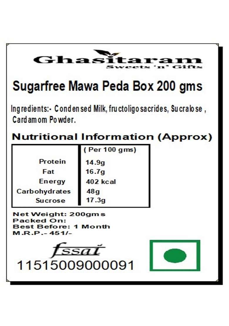 Ghasitaram Gifts Sugarfree Sweets - Mawa Peda Box-200g with Rakhi - Indya