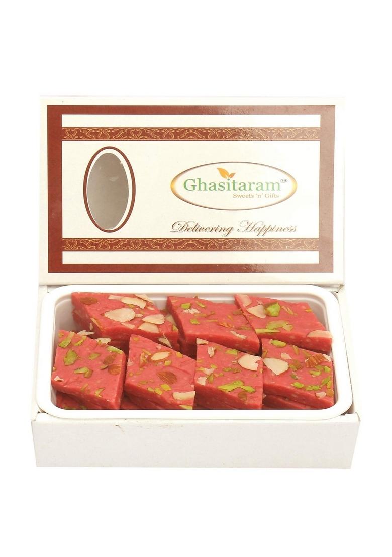 Ghasitaram Gifts Sweets Sugarfree Strawberry Kaju Katli 200 GMS|Sugar Free Sweets|Diabetic Friendly|Diwali Sugar Box