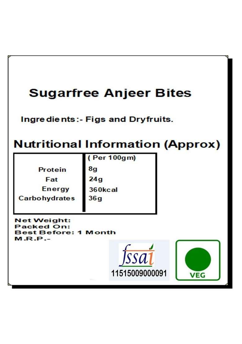 Ghasitaram Gifts Rakhi Gifts/ Sweets - 2 Part Printed Box of Sugarfree Anjeer Bites with Pearl Beads - Indya