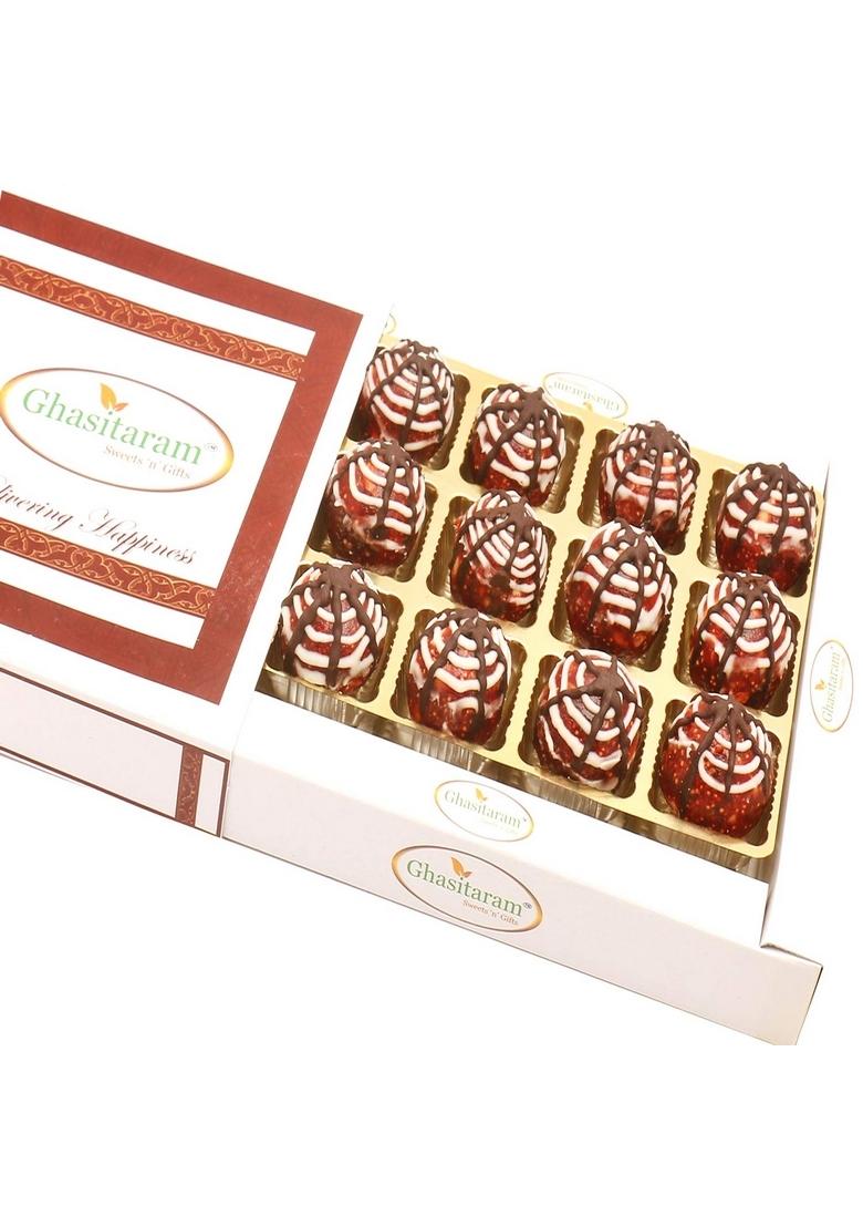 Ghasitaram Gifts Sweets -Anjeer Chocolate Laddoo in White Box|Sweets|Sweets Gift Pack|Diwali Sweets|Indian Mithai|Diwali Box|Sweets Box
