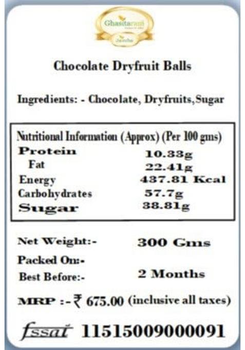 Ghasitaram Gifts Chocolate Dryfruit Balls|Sweets|Sweets Gift Pack|Diwali Sweets|Indian Mithai|Diwali Sweets Box