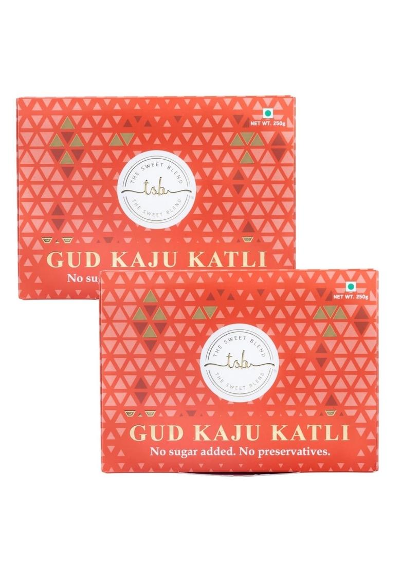 THE SWEET BLEND Gud Kaju Katli Pack of 2 (2 250 g) | Organic Jaggery & Cashew Mithai No Added Sugar Indian Sweets Gift Box Authentic Healthy Dessert
