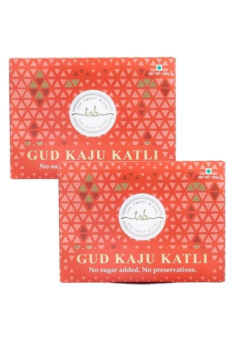 THE SWEET BLEND Gud Kaju Katli Pack of 2 (2 250 g) | Organic Jaggery & Cashew Mithai No Added Sugar Indian Sweets Gift Box Authentic Healthy Dessert