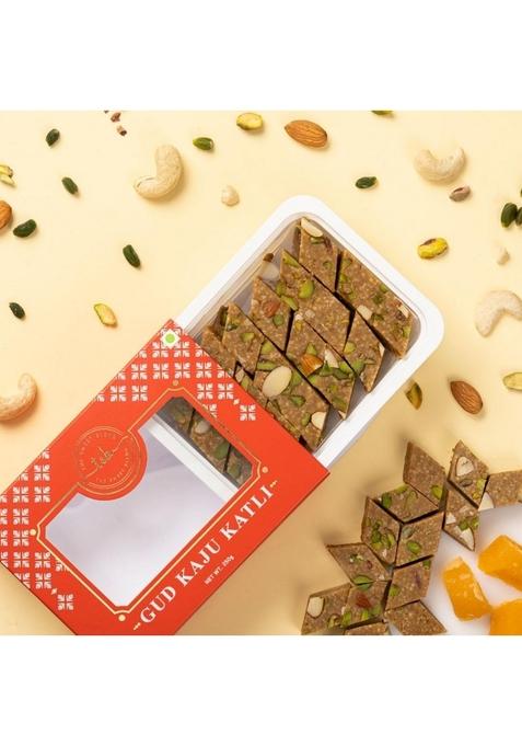 THE SWEET BLEND Gud Kaju Katli Pack of 2 (2 250 g) | Organic Jaggery & Cashew Mithai No Added Sugar Indian Sweets Gift Box Authentic Healthy Dessert