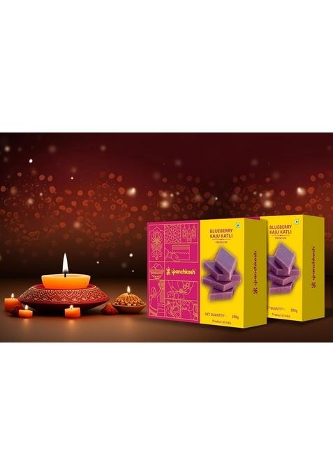 PANCHKOSH Premium Sweets Combo Pack 700g | Blueberry Kaju Katli (250g) + Date Bites Gajak (200g) Indian Dry Fruit Mithai Gift Box Traditional & Hamper Luxury Festive for Diwali, Rakhi, Weddings Corporate Gifting