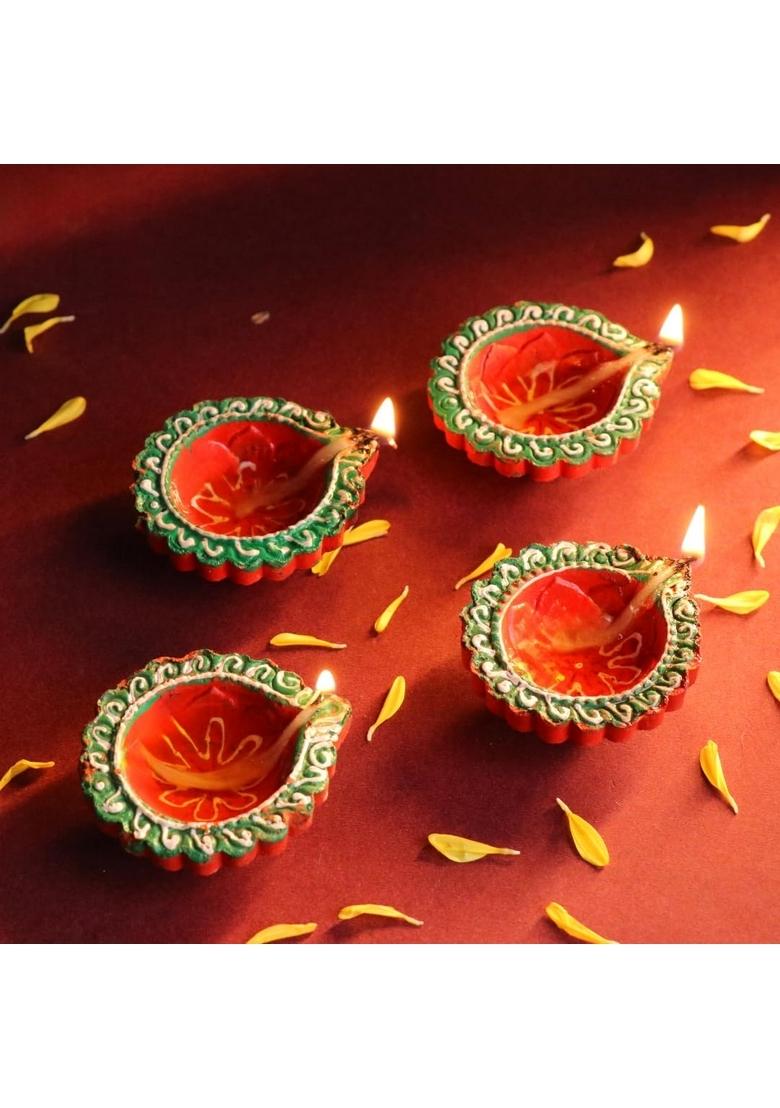 Floweraura Premium Diwali Gift Box of Almonds Rock, Hazelnut Riocks, Set 4 Terracotta Diyas | Corporate Gifting Tradational For Relatives & Friends (Same Day Delivery)