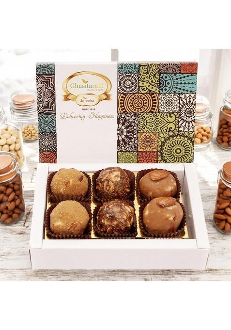 Ghasitaram Gifts Assorted laddoos Box 6 Pcs |Sweets|Sweets Gift Pack|Diwali Sweets|Indian Mithai|Diwali Sweets Box|Sweets