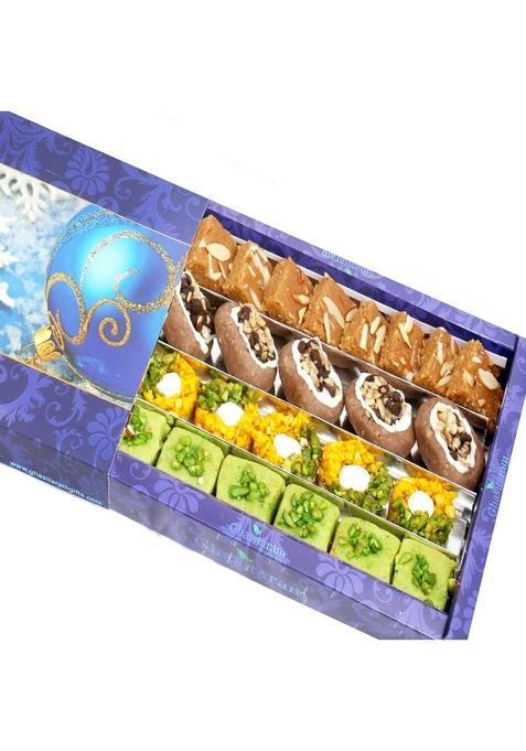 Ghasitaram Gifts Assorted Box of Pista Barfi, Kesar Delight,Choco Boat and Besan Barfi 800 GMS|Sweets|Sweets Gift Pack|Diwali Sweets|Indian Mithai|Diwali Sweets Box|Sweets