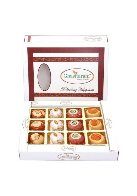 Ghasitaram Gifts Assorted Sweets in White Box|Sweets|Sweets Gift Pack|Diwali Sweets|Indian Mithai|Diwali Box|Sweets Box