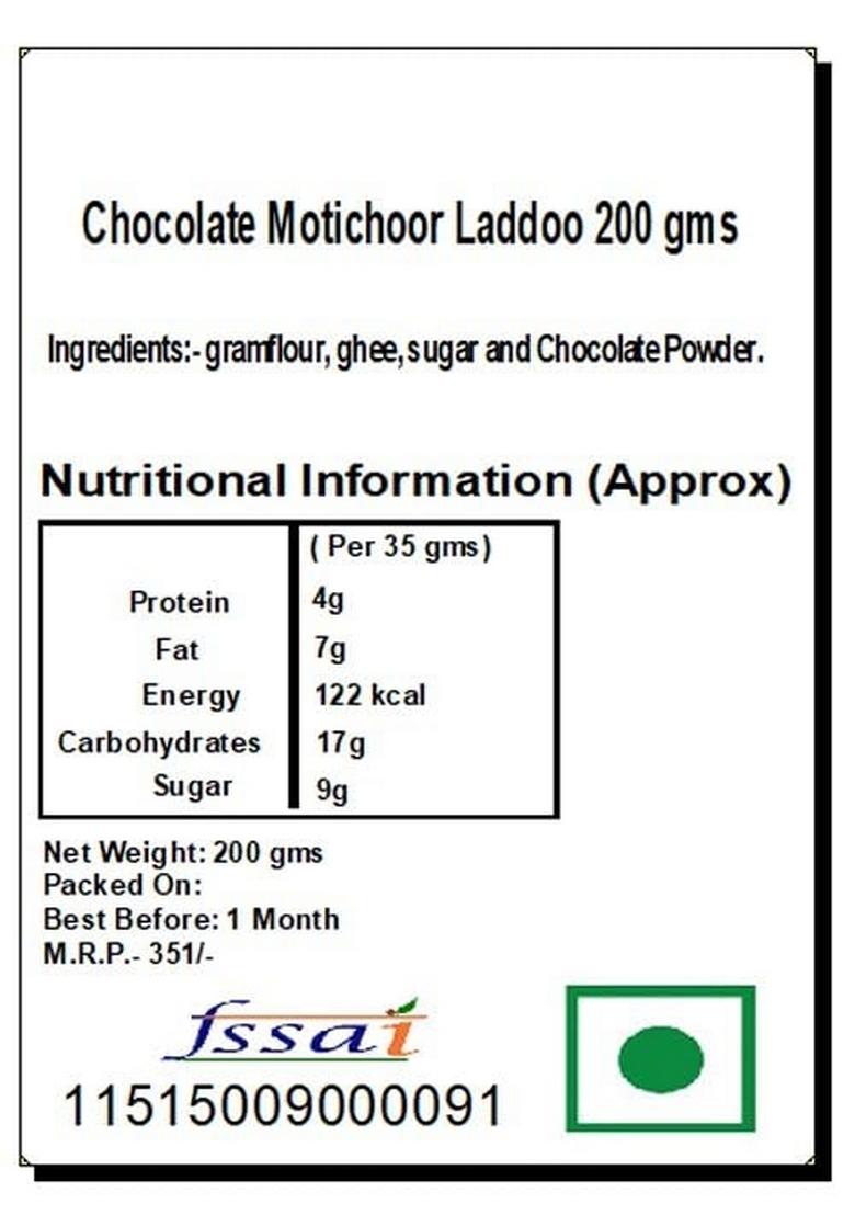 Ghasitaram Sweets-Chocolate Motichoor/Boondi Laddoo 200 GMS|Sweets|Sweets Gift Pack|Diwali Sweets|Indian Mithai|Diwali Sweets Box|