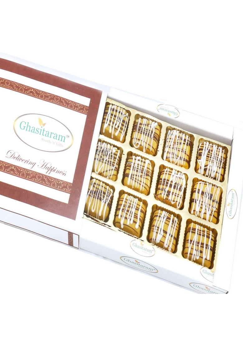 Ghasitaram Gifts Sweets -Ghasitaram's Kaju Choco Plaza in White Box |Sweets|Sweets Gift Pack|Diwali Sweets|Indian Mithai|Diwali Box|