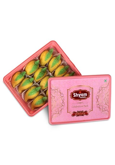 shyam sweets Kaju Mango Burfi 400g Premium Cashew Almond Mithai | Exotic Indian Sweet with Less Sugar Gift Box for Festivals & Celebrations Pure Vegetarian