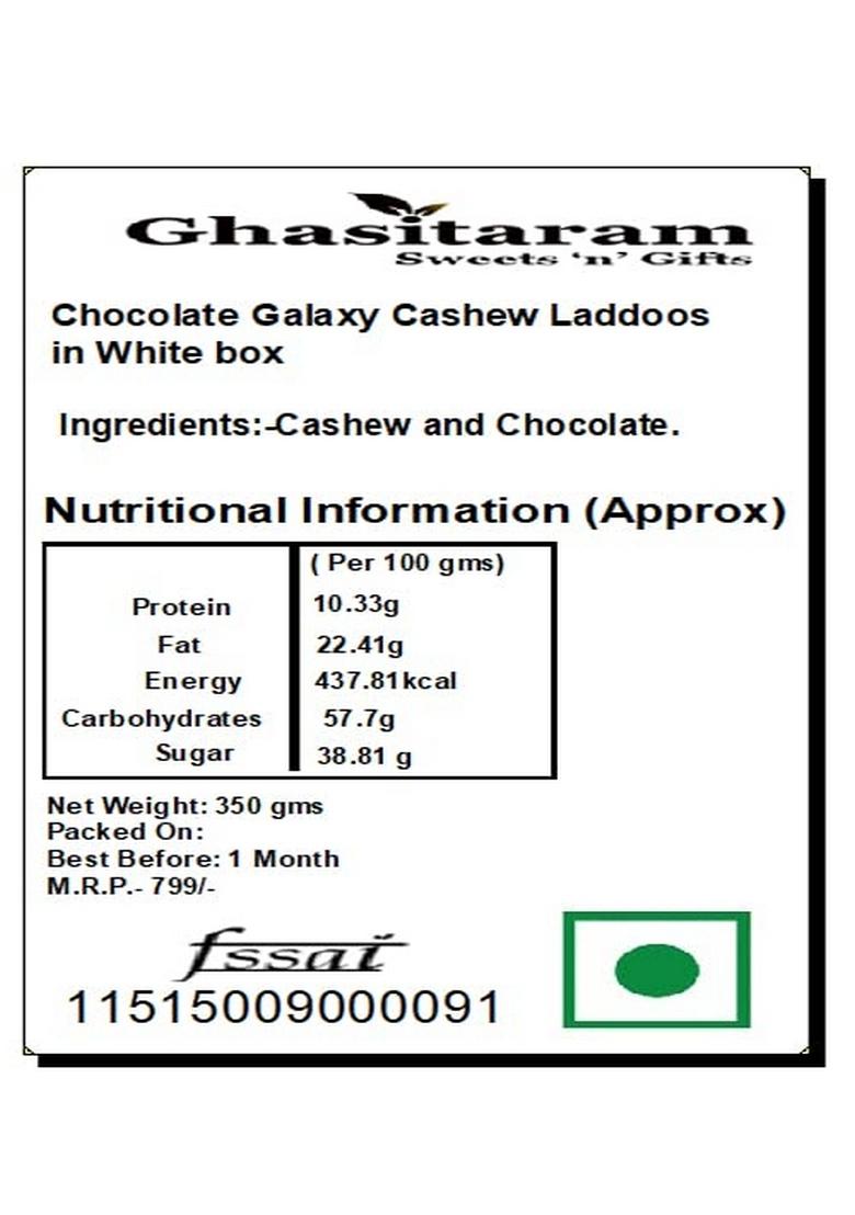 Ghasitaram Gifts Sweets -Chocolate Galaxy Cashew Laddoos in White Box|Gift Hamper| Diwali Gift Hamper|Food Hampers|Gourmet Hampers|