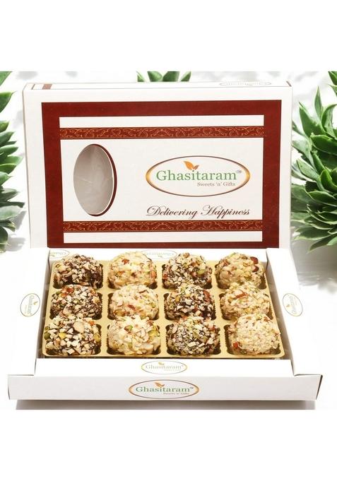 Ghasitaram Gifts Sweets -Chocolate Dryfruit Laddoos in White Box|Sweets|Sweets Gift Pack|Diwali Sweets|Indian Mithai|Diwali Box|Sweets Box