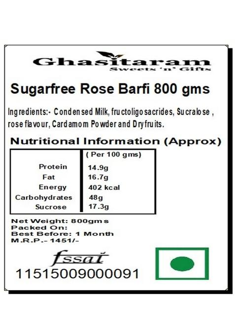 Ghasitaram Gifts Sugar Free Rose Barfi