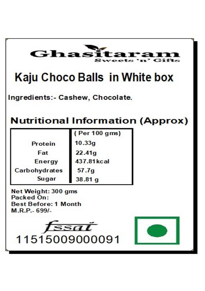 Ghasitaram Gifts Ghasitaram's Kaju Choco Balls in White Box |Sweets|Sweets Gift Pack|Diwali Sweets|Indian Mithai|Diwali Sweets Box|Sweets