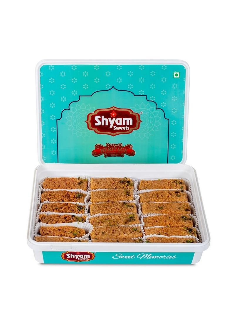 shyam sweets Milk Cake 900g Premium Desi Ghee Mithai | Traditional Milk-Based Sweet with Cashew & Almond Authentic Indian Gift Box Less Sugar 100% Pure Vegetarian
