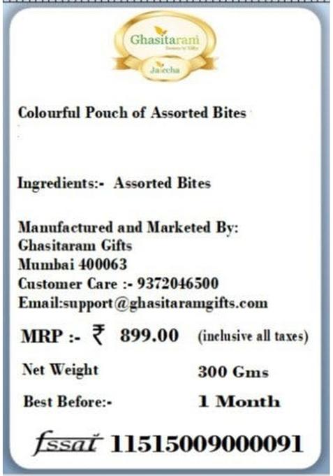 Ghasitaram Gifts Colourful Pouch of Assorted Bites|Sweets|Sweets Gift Pack|Diwali Sweets|Indian Mithai|Diwali Sweets Box|