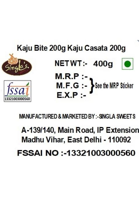 Singla Kaju Casata and Bite Combo Pack, 200g Each, Premium Indian Sweets Gift Box, Vegetarian