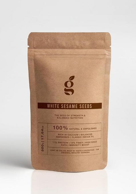 G & Agro Foods White Sesame Seeds (Til) 500G | Pure Natural Safed Til No Artificial Flavours, Colours Or Preservatives Tal/White Indian Spice Nutrient-Rich For Eating