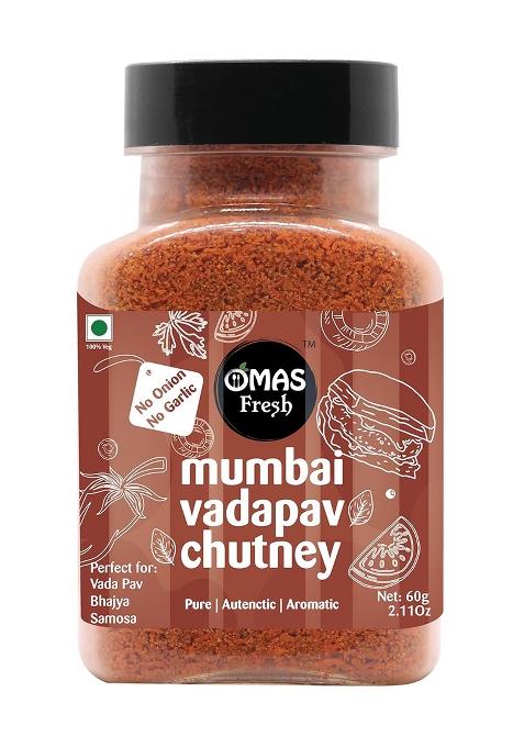 Omas Fresh No Onion, Garlic Mumbai Vadapav Chutney 60G, Instant Coconut Dry | Perfect For Vadapav, Bhajiya, Samosa