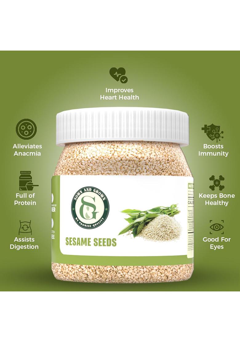 Sownandgrown White Sesame Seeds |Til | Whole Spices Til For Eating (907 Gm)