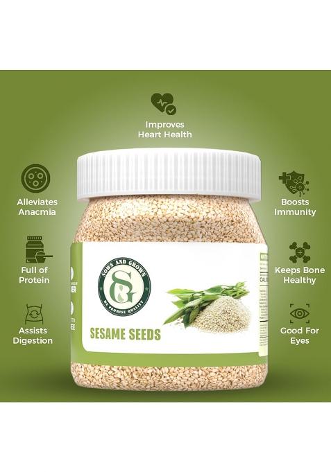 Sownandgrown White Sesame Seeds |Til | Whole Spices Til For Eating (907 Gm)