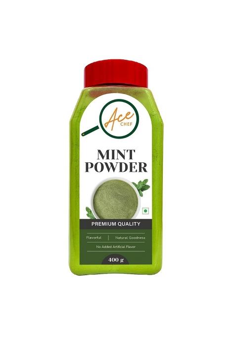 Acechef Ace Chef Premium Mint Powder 400G | Natural Dehydrated Pudina No Added Artificial Flavour Fresh, Flavourful, Herbal Seasoning For Cooking, Chutney, Beverages & Garnish
