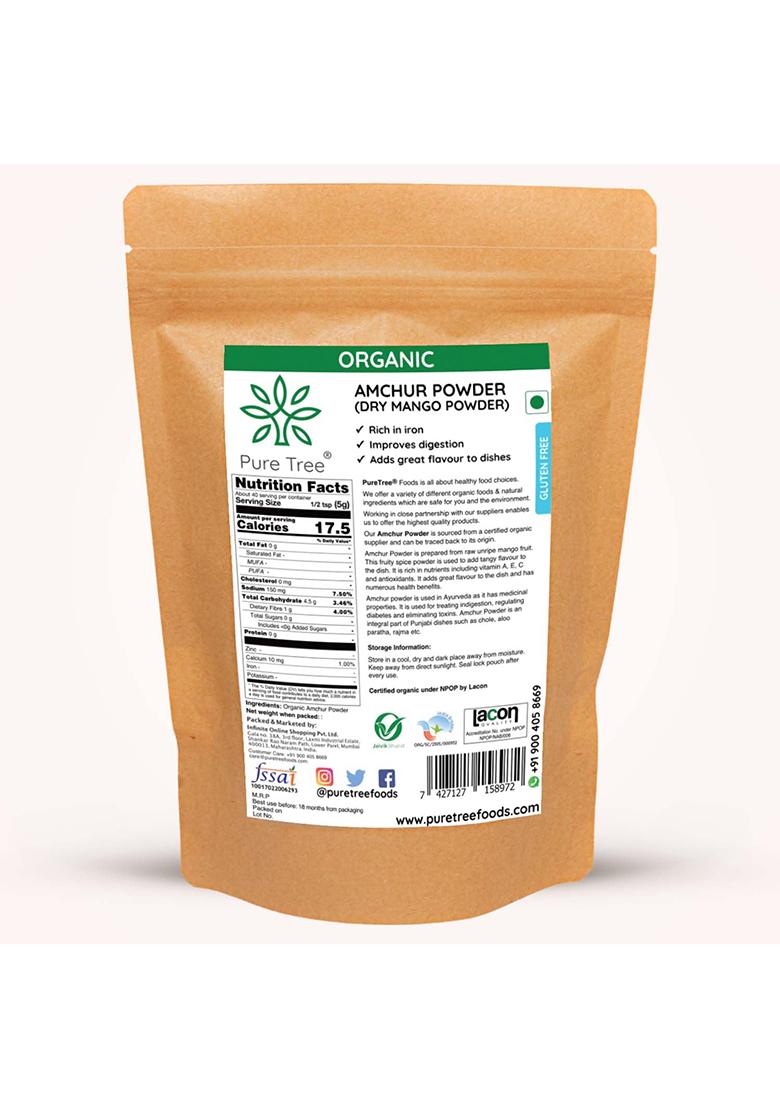 Pure Tree Certified Organic Amchur Powder | 100 G Dry Mango Amchoor For Chutney, Pickle, And Fruit Salad
