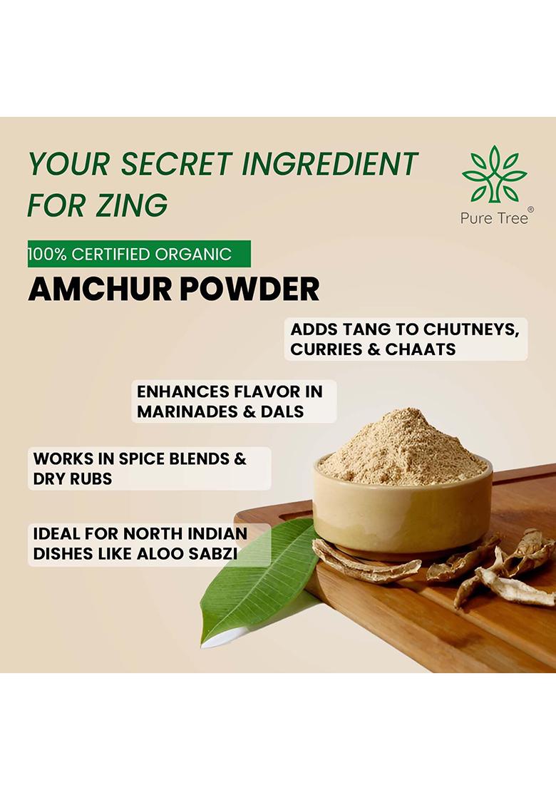 Pure Tree Certified Organic Amchur Powder | 100 G Dry Mango Amchoor For Chutney, Pickle, And Fruit Salad