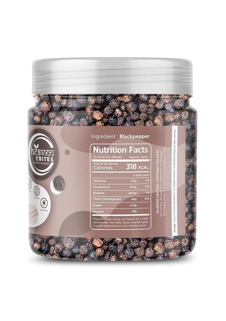 Heaven Bites Black Pepper/Kali Mirch | Naturally Processed, From Farm Picked Fresh Natural Seeds, No Artificial Additives (250G)