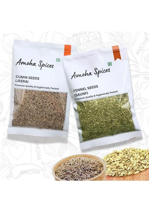 Amoha Spices Jeera Saunf Combo (Digestive Pack), 100G Each
